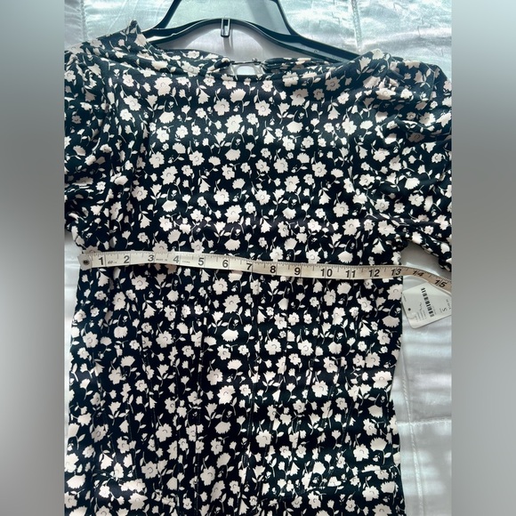 Free People Rosie Midi Dress Black White Floral Puff Sleeve Open Back Small NWT - Picture 15 of 16